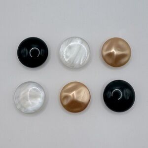 VINTAGE Peach Pearl & Black Button Covers - Set of 6